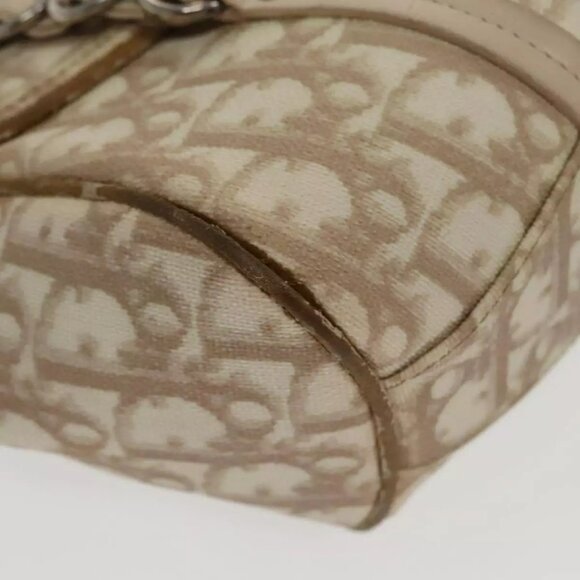 Christian Dior Trotter Canvas Romantic Hand Bag PVC Beige Silver Auth 100673 - Picture 11 of 16